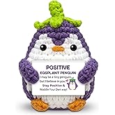 hixkvpen Positive Crochet Penguin,Cute Thoughtful for Women Men Inspirational Gifts for Friend Daughter Coworker Appreciation Handmade Birthday White Elephant Gifts