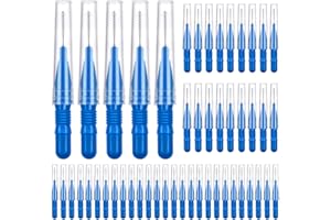 Quacc 50pcs Soft Interdental Brush Flossers Braces Brush Oral Flossing Head Toothpick Cleaners Tooth Cleaning Tool (Blue)