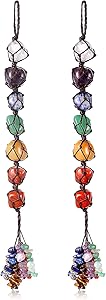 Syhood 2 Pieces 7 Chakra Gemstones Crystal Healing Hanging Ornament, Good Luck Indoor Home Wall Decoration, Feng Shui Ornament, Car Window Decoration, Christmas Trees Ornament