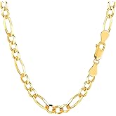 Jewelry Affairs 10k Yellow Solid Gold Figaro Chain Necklace, 5.0mm