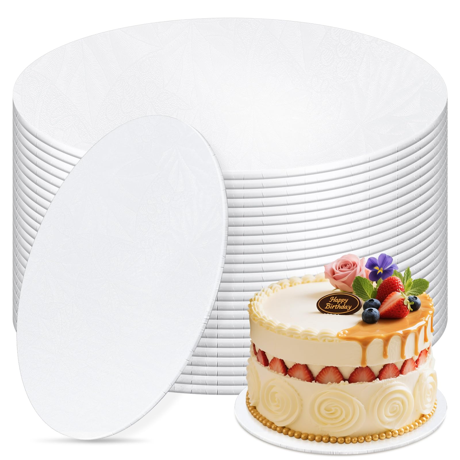 Photo 1 of 12 PCS Cake Boards 10 Inch Round, 10 Inch Cake Drums, 1/4" Thick Cake Drum, Cake Board Food Grade Cake Base, White Cake Cardboard Circles Bases para Pasteles for Wedding & Party & Pizza Desserts