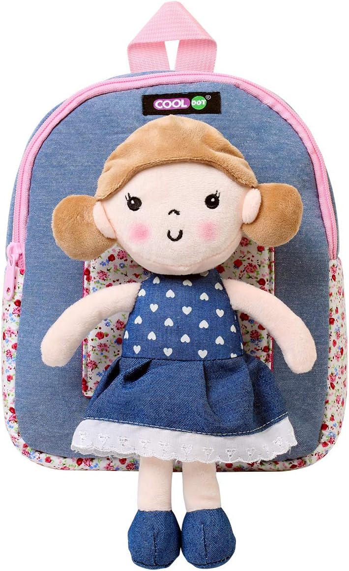 COOLDOT Plush Backpack Cute Toy Toddler Bag with Removable Stuffed Doll A Great Gift idea for Girls Ages 3+