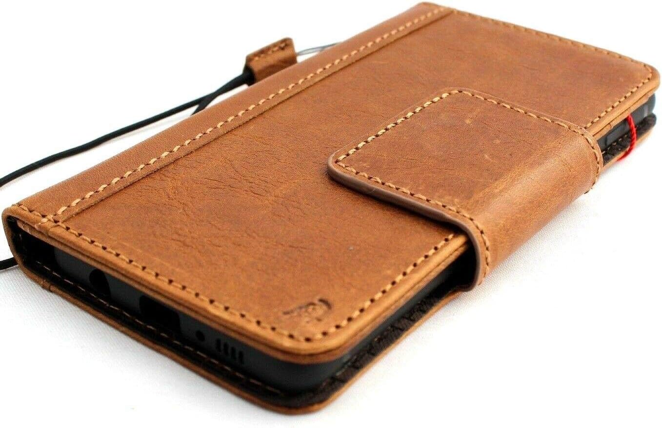Genuine Real Tan Leather Case for Samsung Galaxy S10 Plus Book Wallet Luxury Magnetic Closure Clasp Cover S Handmade Retro Id Holder Cards Slots s 10 daviscase