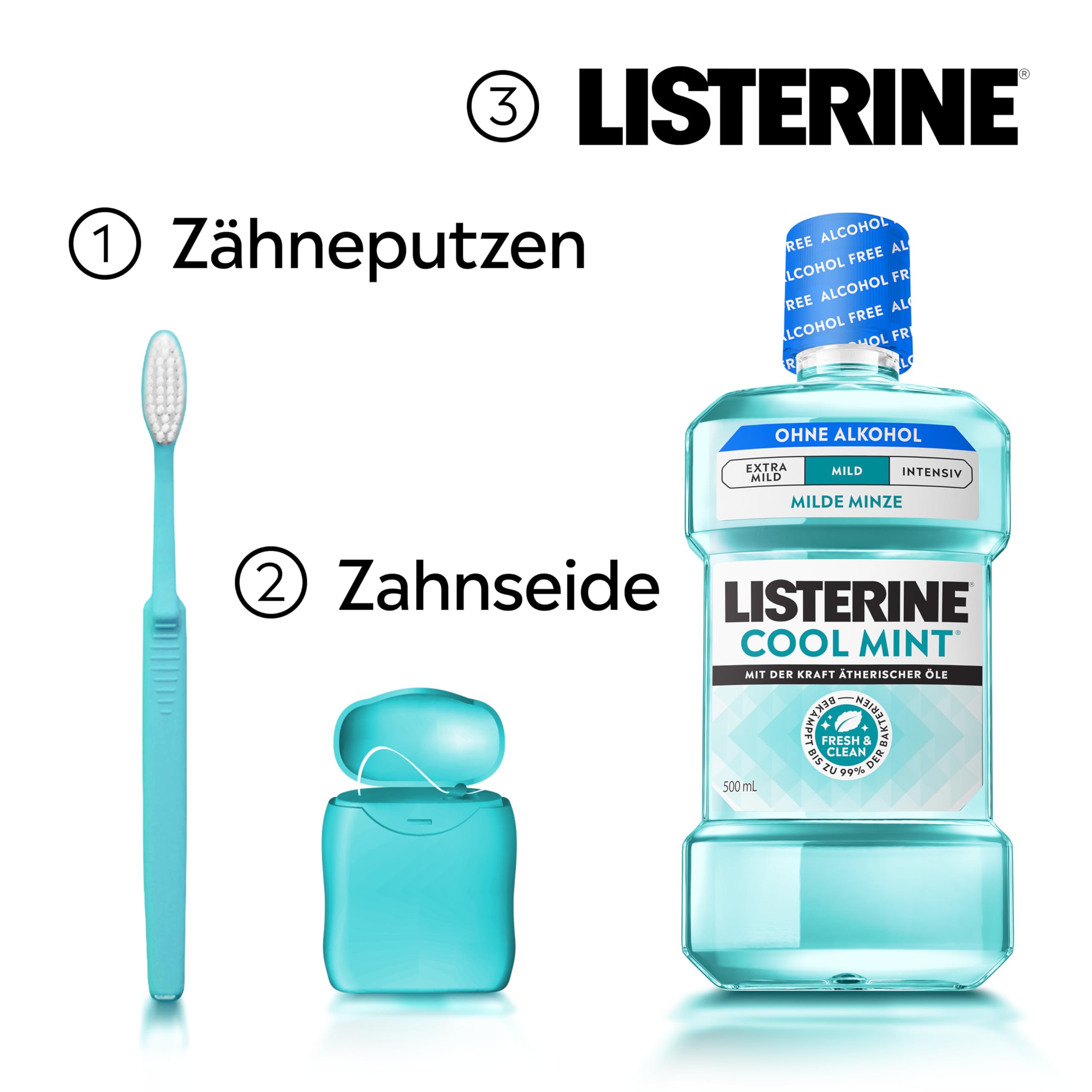 Listerine Cool Mint Mild Mundspülung Alkoholfrei, 500 ml 7