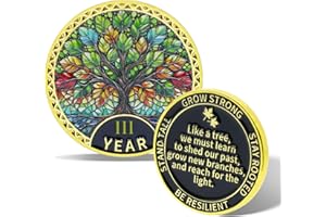ATERECOSP Tree of Life Sobriety Coin - 3 Year Sobriety Coin, AA Chip Medallion & NA Recovery Medallion, Alcoholics Anonymous Medallion for Celebrating Sobriety Anniversary, Sobriety Gifts for Men & Women
