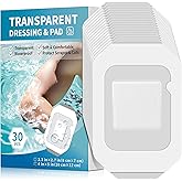 Geiserailie 30 Pack Transparent Film Dressing with Pad, Waterproof Adhesive Bandages, Cover Patches, Clear Barrier Film for Showering, Swimming, Tattoo(4 x 4.75 Inches)