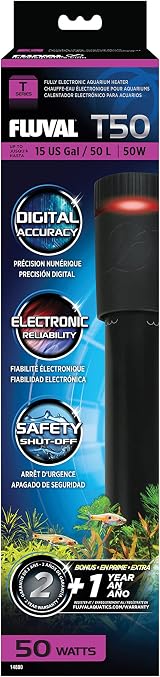 Fluval T50 Fully Electronic Heater for Freshwater Aquariums up to 15 Gal
