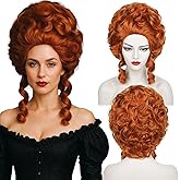 Auburn Brown Victorian Wig for Rococo Costume Cosplay 18th Century Colonial Wigs Vintage Baroque Hair Fluffy Women Halloween Party Dress Costume