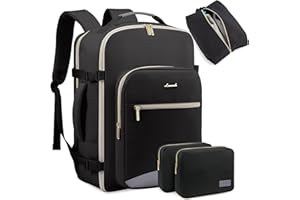 LOVEVOOK Travel Backpack for Women Men as Personal Item Flight Approved, 40L Luggage Carry On Backpack, 17.3inch Large Daypack Laptop Backpack Waterproof Outdoor Sports with 3 Packing Cubes,Black-Grey