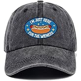 Jxubeuro, I'm Just Here for The Wieners, Funny Baseball Cap, Hot Dog Hat, Adjustable Cotton Vintage Baseball Cap for Men Women, Gifts for Family Coworkers Friends Black