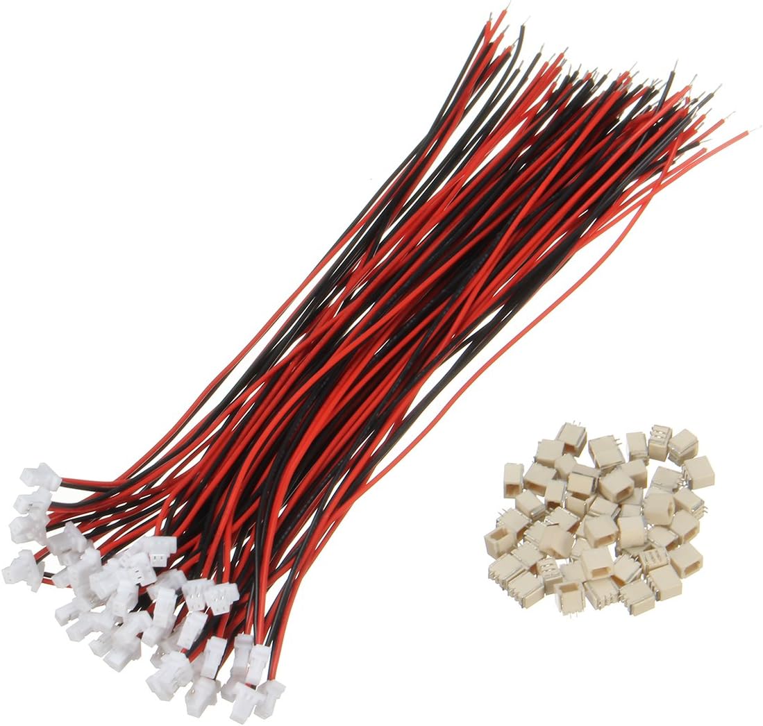 ILS - 100 Pieces Mini Micro JST 1.0mm SH 2-Pin Connector Plug with Wires Cables 150mm