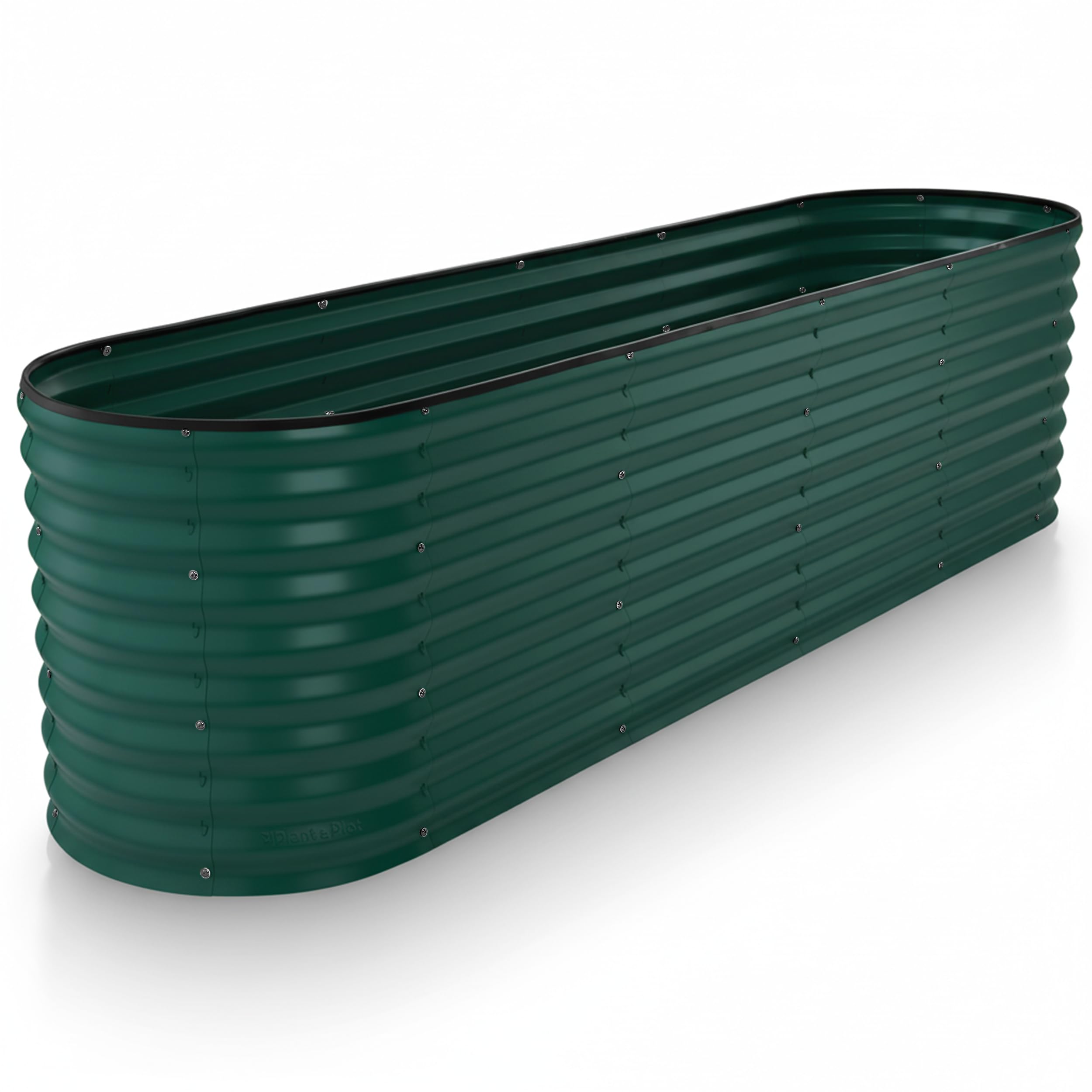 Plant & Plot Galvanized Raised Garden Beds Outdoor // 8×2×2 ft Planter Raised Beds for Gardening, Vegetables, Flowers // Large Metal Garden Box (Dark Green) // Patented Tool-Free Design Image
