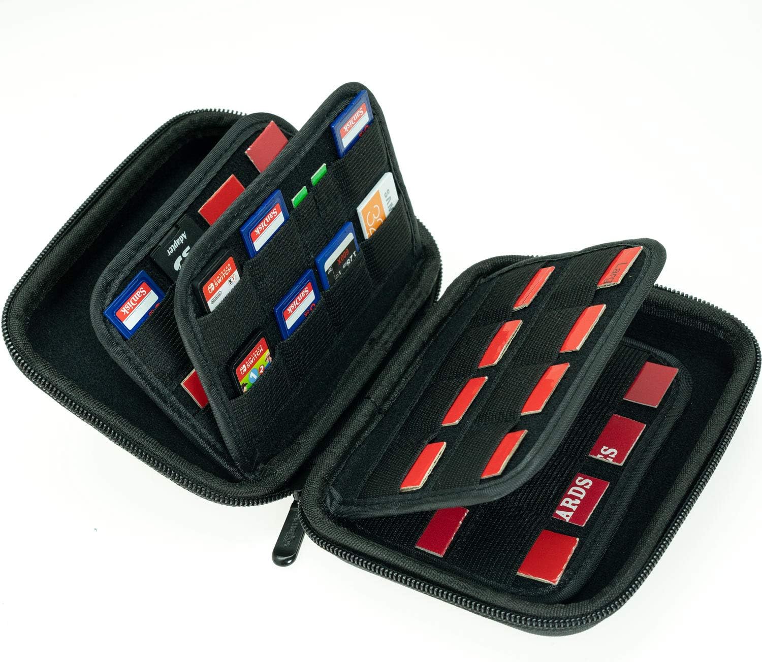 Large Capacity 63 Slots Storage Case Holder for SD Memory Cards Switch Game Cartridges, PS Vita Game and Micro SD Cards