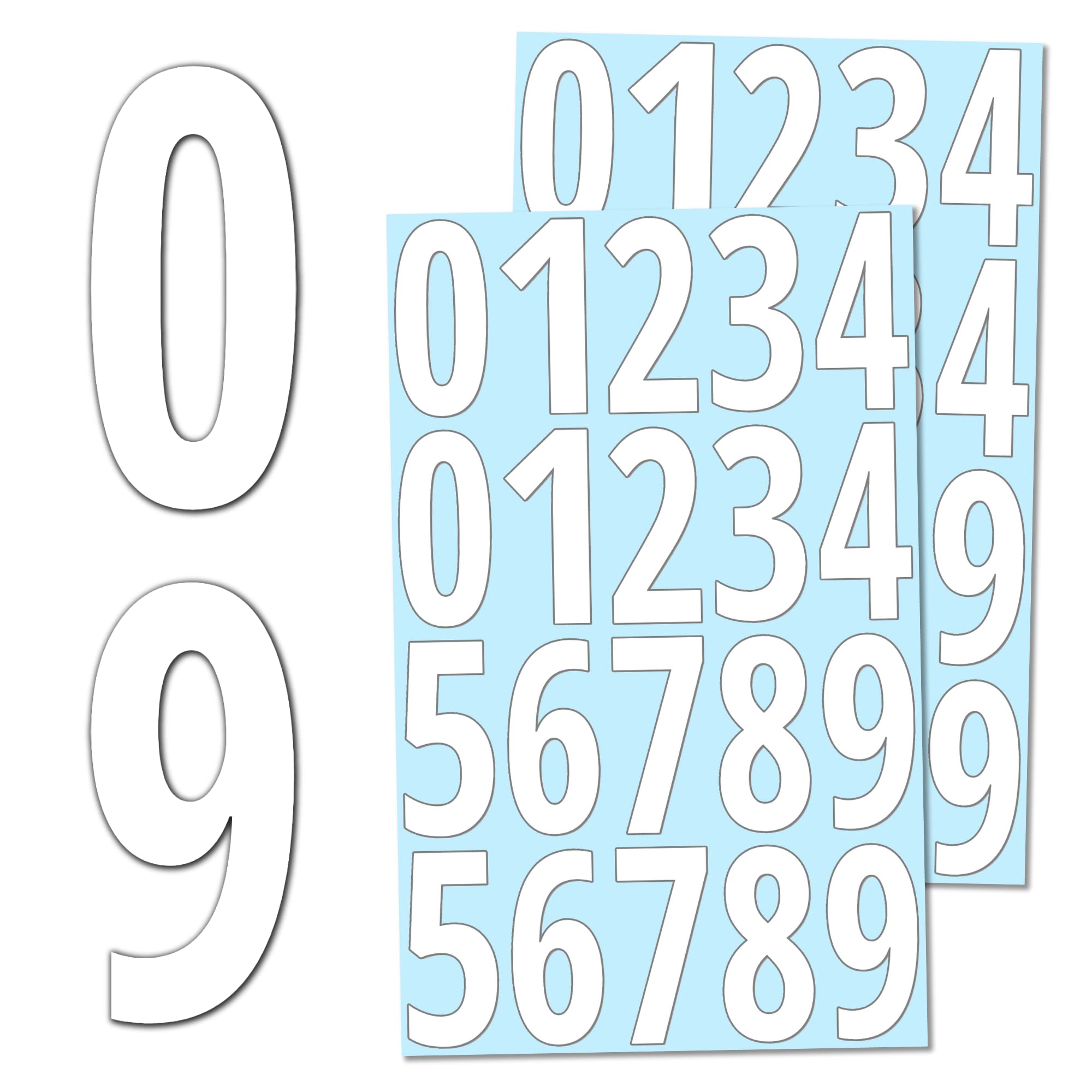 200 Pieces, 75mm - Number Stickers, Waterproof Vinyl Stick On Numbers - White