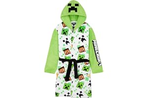 Get Trend Minecraft Robe for Boys Teens, Hooded Dressing Gown, Creeper Loungewear Cozy Robes, Gamer Gifts for Boys