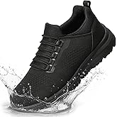 ZCVQX Work Shoes for Men Water-Repellent Kitchen Chef Tennis Shoes for Men Comfy Breathable Food Service Restaurant Sneakers All Black