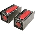 PEAKTOW PTL0434 Trailer Truck Steel Light Boxes with 6 Inches LED Red Oval Tail Light & 2 Inches LED Red Round Side Lights–Pa