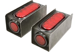 PEAKTOW PTL0434 Trailer Truck Steel Light Boxes with 6 Inches LED Red Oval Tail Light & 2 Inches LED Red Round Side Lights–Pa