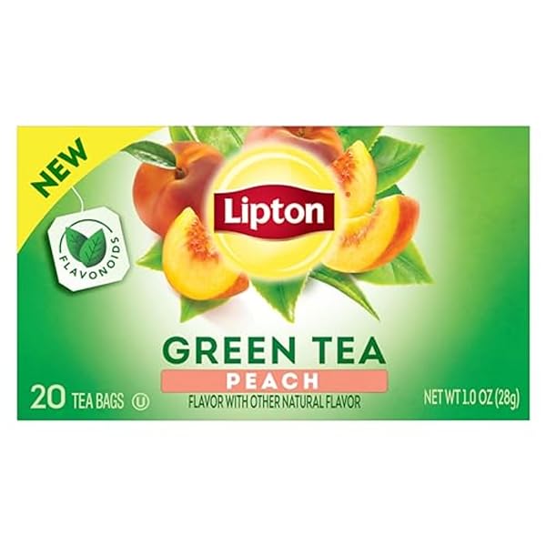 LIPTON PEACH GREEN TEA BAGS, FLAVORED, UNSWEETENED TEABAGS...