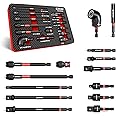 EZARC 14PC Impact Socket Adapter Set, 1/4",3/8",1/2" Square Drive Socket Adapter,Quick-Release & Magnetic Drill Bit Extension