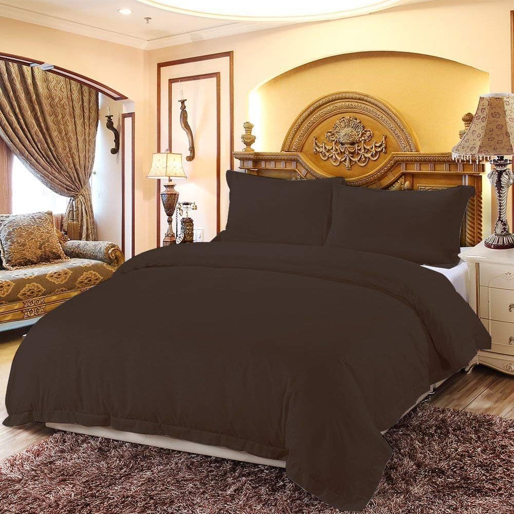 Utopia Bedding 3-Piece Combed Cotton Quilt Long Staple Fiber King Duvet Cover with 2 Pillow Shams, Dark Brown