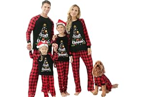 Multitrust Family Christmas Pjs Matching Sets, Plaid Christmas Matching Jammies Pajamas Holiday Sleepwear for Adult Kids