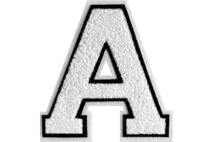 GROZON Varsity Letter Patches White Chenille Letter Patches 4-1/2" Letterman Jacket Patches Large Iron on Letter Patches for Clothing (White-A)