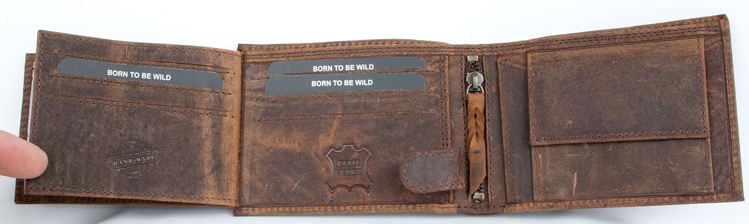 FLW-HL Strong Natural Genuine Leather Wallet Without Any Logos Or Markings, Brown - Image 5