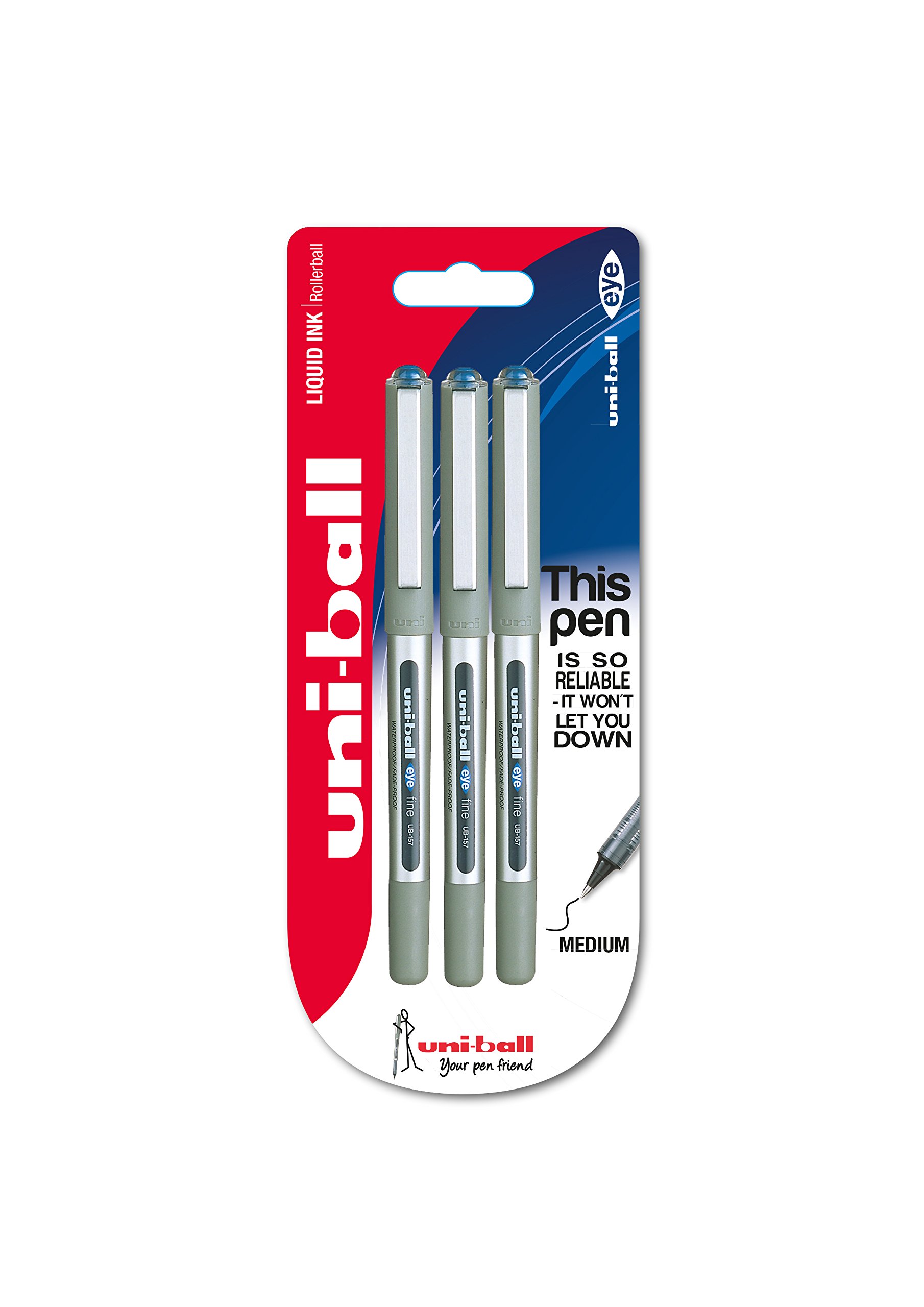 uni-ball Eye Fine Rollerball Pen - Blue (Pack of 3)
