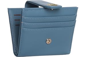 GEEAD Small Wallets for Women Slim Bifold Credit Card Holder Minimalist Zipper Coin Pocket (Blue B)