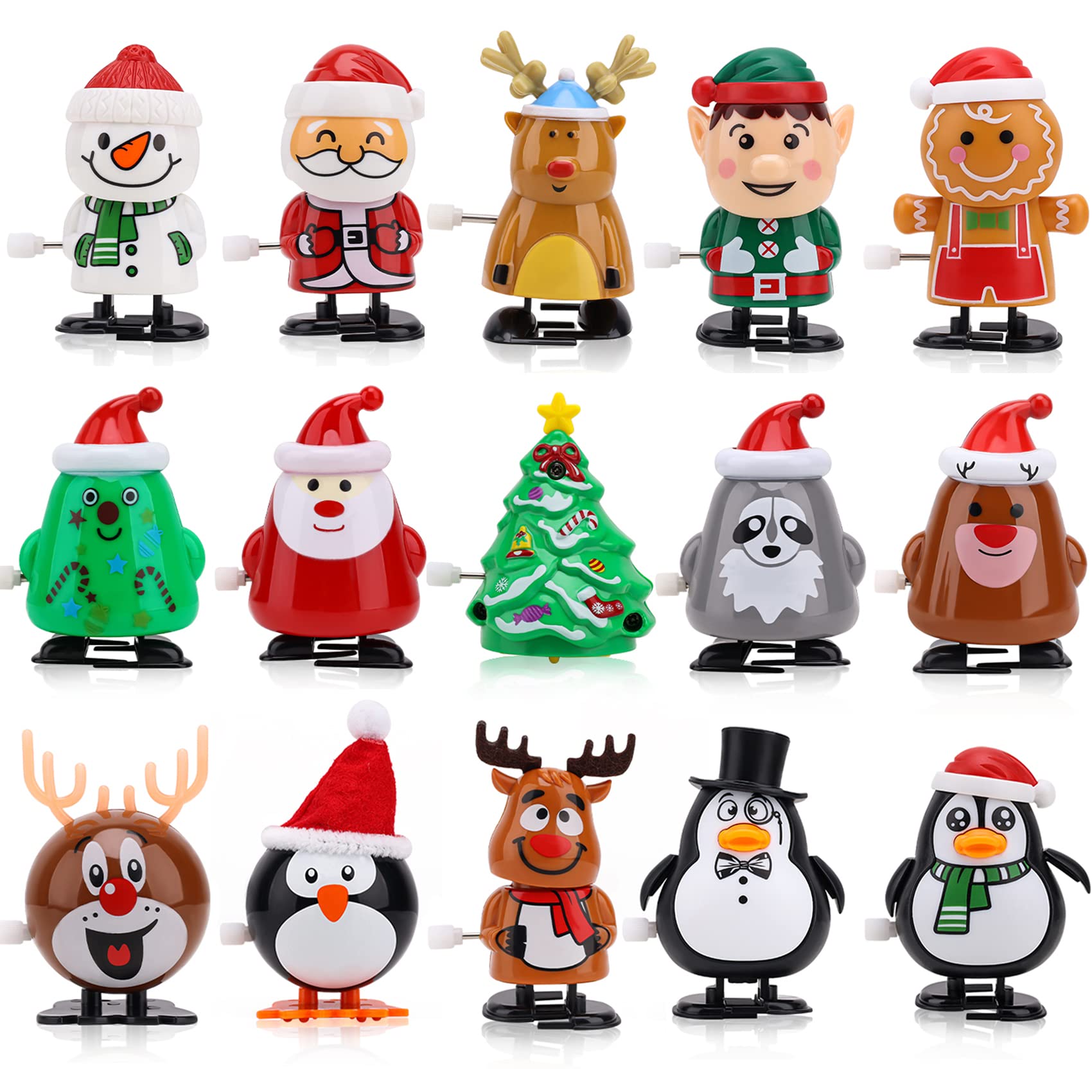 Photo 1 of EEOCWF 15pcs Christmas Wind Up Toys for Kids, Christmas Stocking Stuffers, Xmas Tree Santa Claus Clockwork Chain Toy, Classroom Prizes Birthday Gifts Kid Christmas Party Favors Goody Bag Fillers