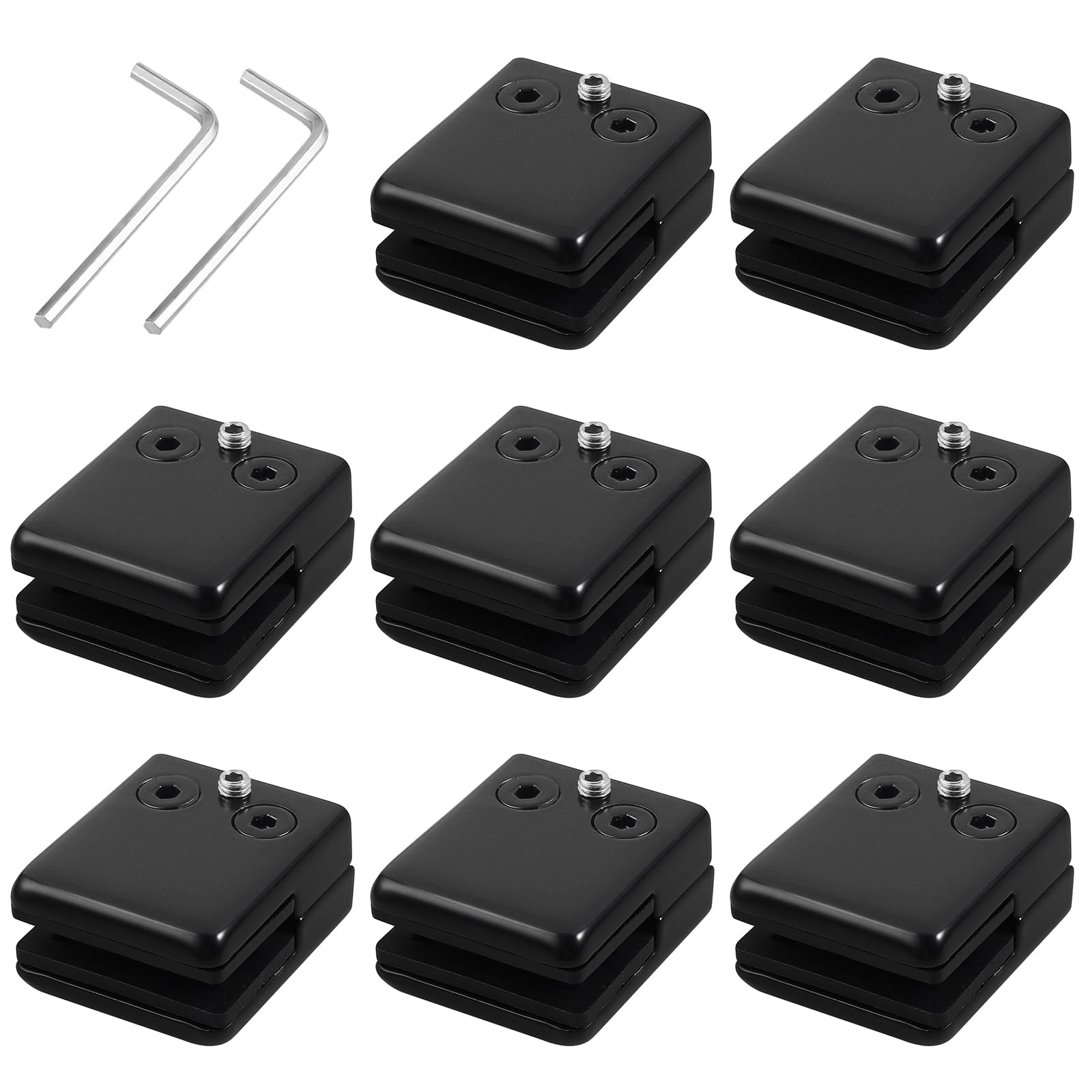 Neoteck Glass Clamp 8PCS Stainless Steel 304 for Handrail Balustrade Staircase (Black, 8-10mm Square)