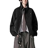 Bakyarder Women’s Faux Leather Jackets Suede Oversized Fall Coat Unisex Zip Up Bomber Open Front Outerwear