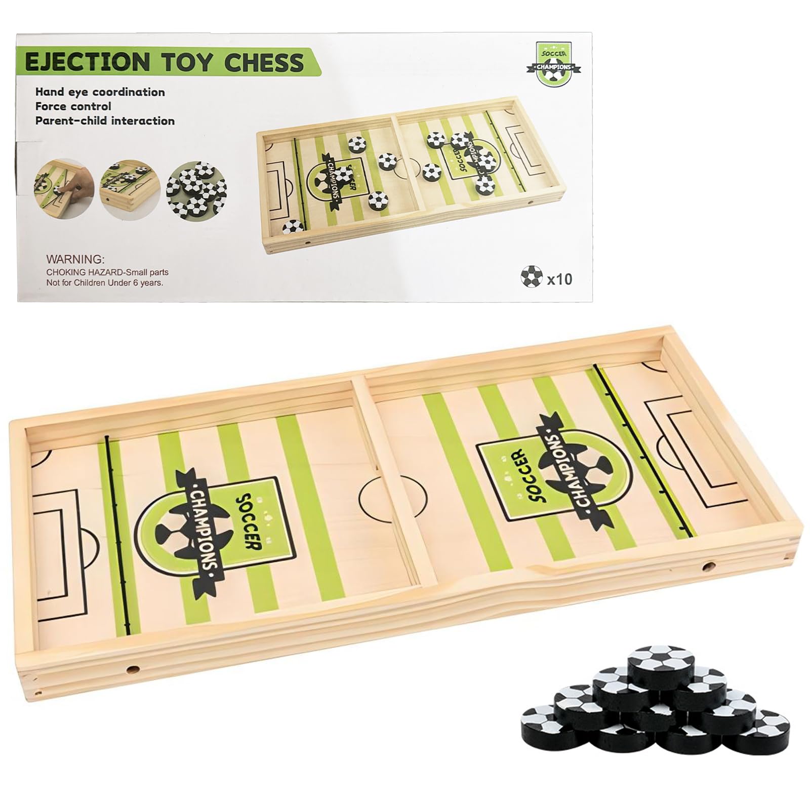 Fast Sling Puck Game,Wooden Table Hockey Board Game with Elastic Slingshot,Fun Family Party Game for Adults & Kids,Tabletop Winner Set,Interactive Parent-Child Desktop Sport for Family Game Night