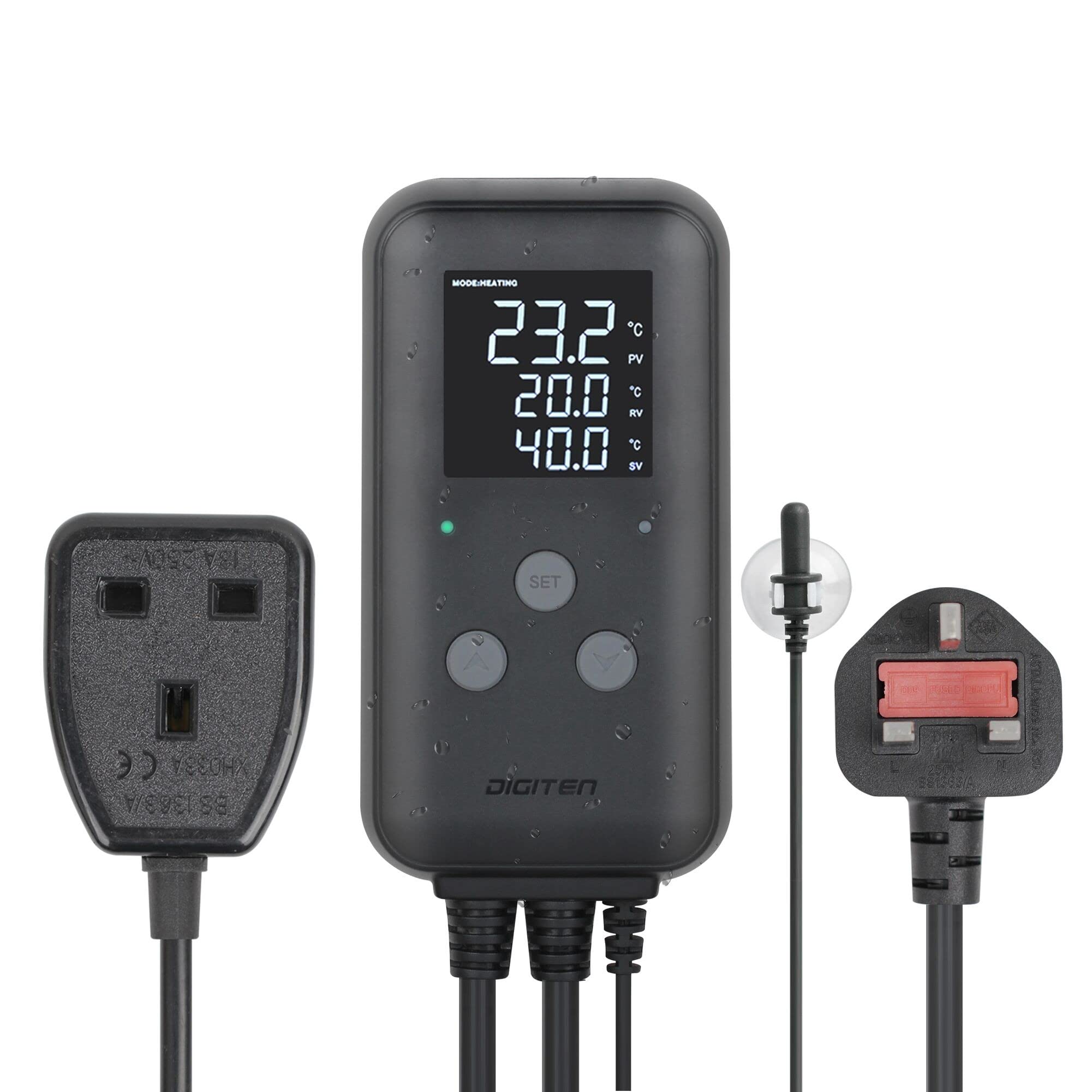 Digital Temperature Controller Simple Stage Thermostat Outlet Heating & Cooling Mode for Chest Freezer Refrigerator Homebrew Fermenter Greenhouse 10A,Pannal Waterproof