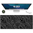 Galdas Gaming Mouse Pad XXL XL Large Mouse Pad Long Extended Big Mousepad Non-Slip Rubber Keyboard Mouse Pad with Stitched Edges for Laptop Home Office (31.5x11.8x0.08 Inch) … (Topographic Map Balck)