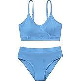 Adarl Girl's 2 Piece Swimsuit Solid Spaghetti Strap Bikini Sets Beach Bathing Suit Swimwear for Teen Girls