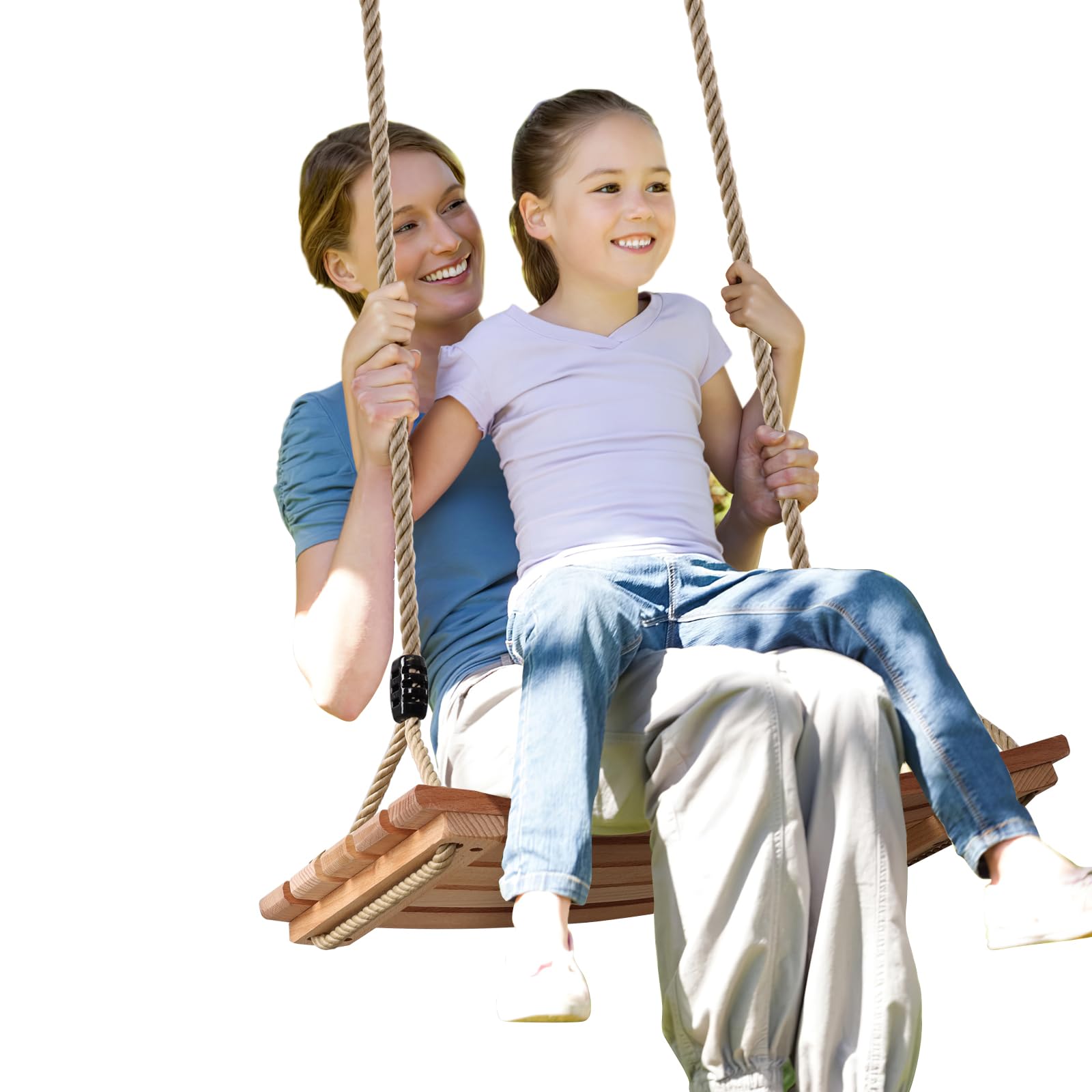 AnExer Wood Tree Swing Seat, Wood Swing Seat, 19.7x9.9 inch Wooden Swing Sets Length Adjustable for Children Adult in the Garden,Yard Indoor Outdoors