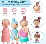 Giant bean Wooden Family Dolls Set of 7 for Dollhouse Pretend Play view 3