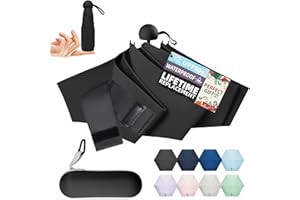 LILAC Travel Mini Umbrella with UPF 50+ Cooling UV Rain Protection Compact Small & Lightweight Pocket-Sized Folding Umbrellas with Case for Purse & Backpack Thoughtful Gift Women Men & Kids