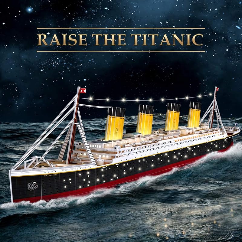 Puzzle 3D Titanic - LED Grande Maquetas de Barcos Juguetes Souvenirs Regalos Originales para Adultos y Adolescentes, 266 Piezas