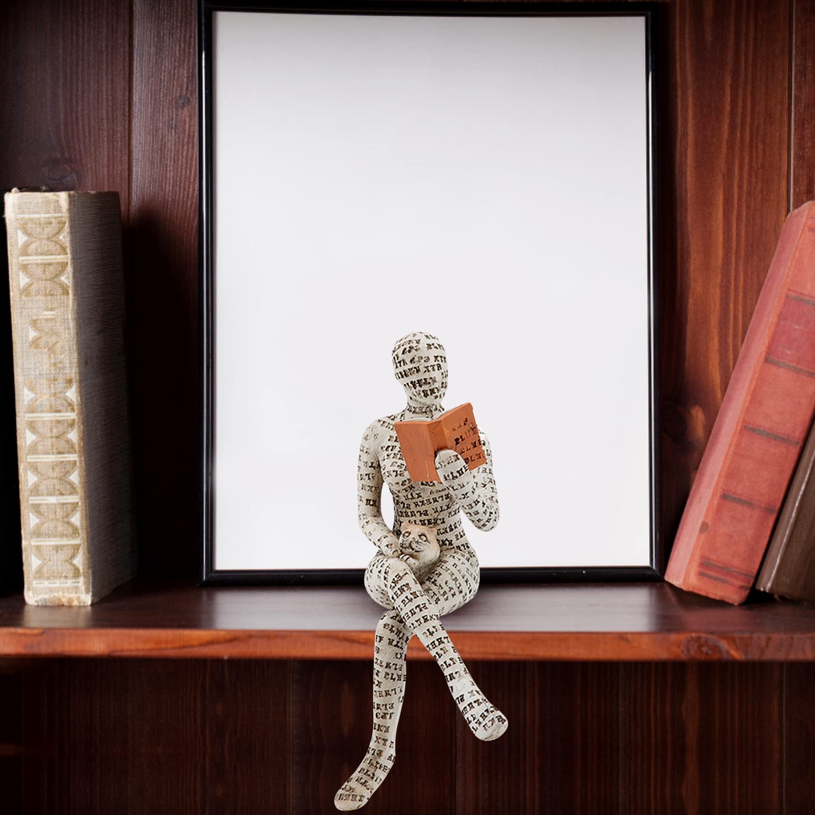 Pilipane Resin Reading Woman Figurine, Innovative Lady Reading Pulp Molding Bookshelf Ornaments For Birthdays, Graduations, Best Friends Or Relatives (B)