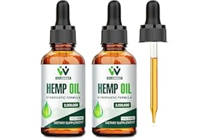 WACHRAY 2 Pack Hemp Oil Drops High Potency - 2,000,000 Maximum Strength Natural Hemp Oil - Organic Grown in The USA - C02 Extraction, Vegan, Non-GMO Hemp Tincture