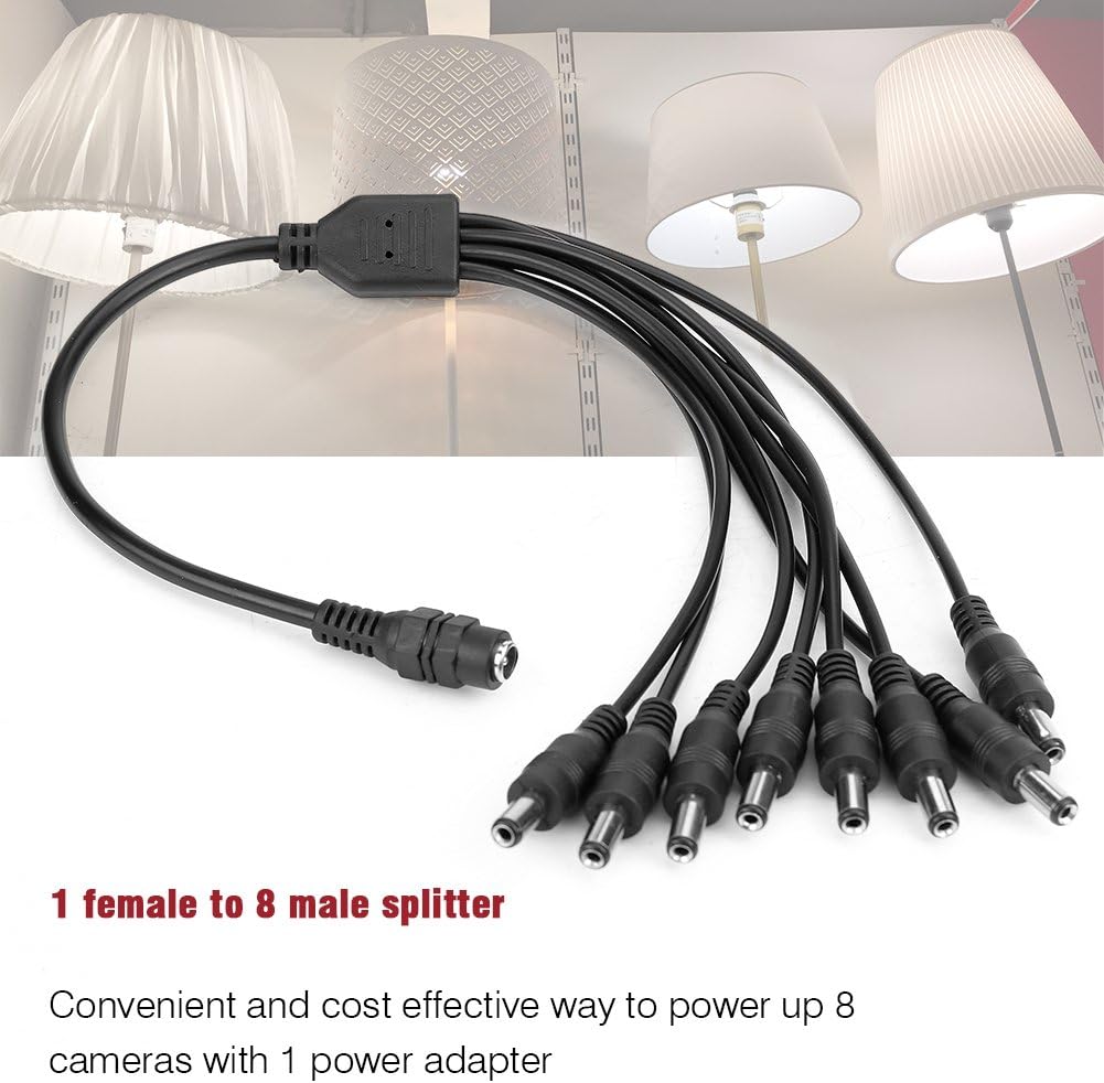 Camera Cable Splitter DC 1 Female to 8 Male Output Power Splitter Cable