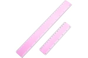 eBoot Plastic Ruler Straight Ruler Plastic Measuring Tool 12 Inches and 6 Inches, 2 Pieces (Pink Purple)