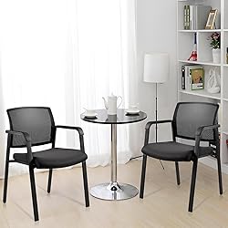CLATINA Mesh Back Stacking Arm Chairs, Upholstered