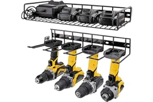 UNITEDPOWER Wall Mounted Power Tool Organizer Holder, Heavy Duty Utility Storage Rack for Battery Powered Hand Tools, Cordless Drill Rack and Tool Shelf w/Compact Design, Perfect for Father's Day