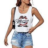 4th of July Crop Tops for Women Funny American Flag Shirts Tank Tops Outfits