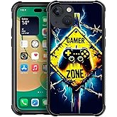 Zeggi for iPhone 14 Case 6.1-inch with Gamer Zone Four Corner Airbag Protection Design Soft Silicone Frame Personalized Pattern Case Compatible with iPhone 14 for Men