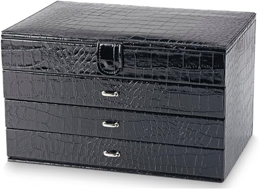 Amazon Com Jaclyn Smith 3 Drawer Jewelry Box Mock Croc Home